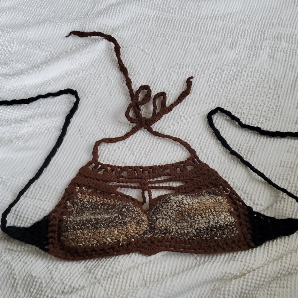 Handmade crochet halter bra top